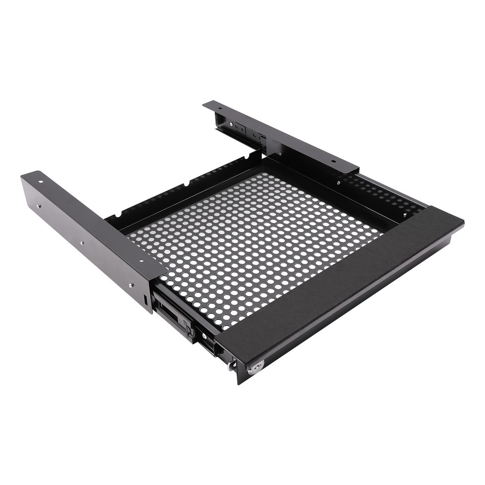 Space Saving Pull Out Sliding Drawer Desk Storage Organizer 14-inch Black W/ Key