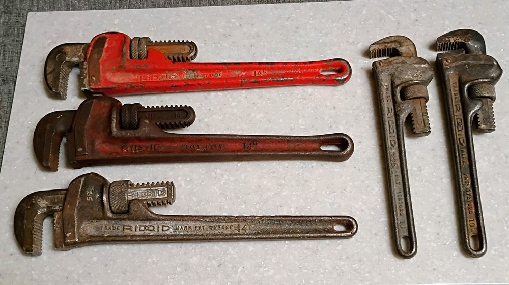 Ridgid Pipe Wrenches, USA, 5pc. Lot, All Working