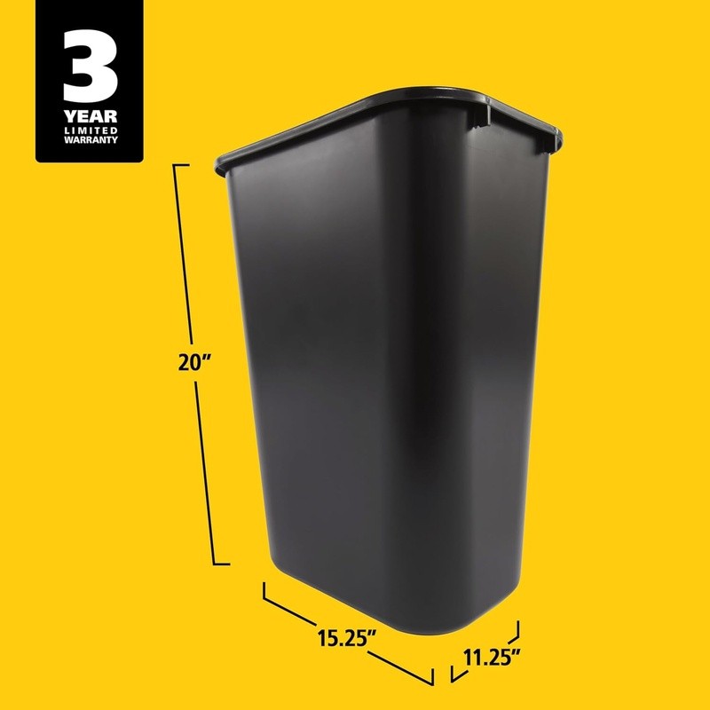 Durable Stackable Open-Top Trash Can Rectangular Design Home Office Bathroom Use