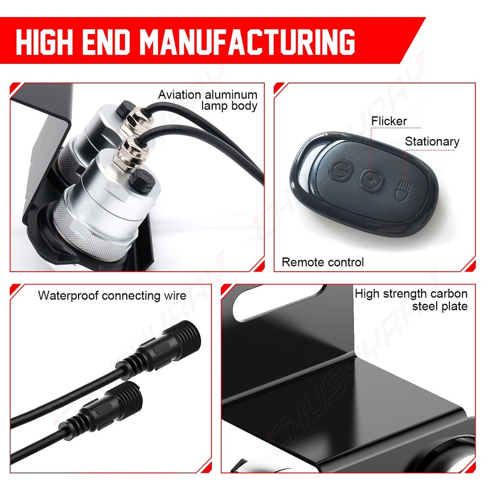 Front Bumper License Plate Mount Bracket Holder & 4pcs Led Work Light Bar White