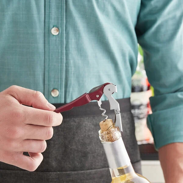 Acopa Waiter's Corkscrew with Burgundy Metal Handle