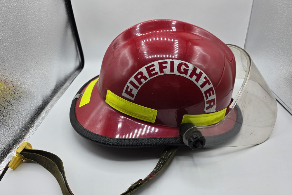 Vintage Cairns & Brother Firefighter Red Helmet & Shield
