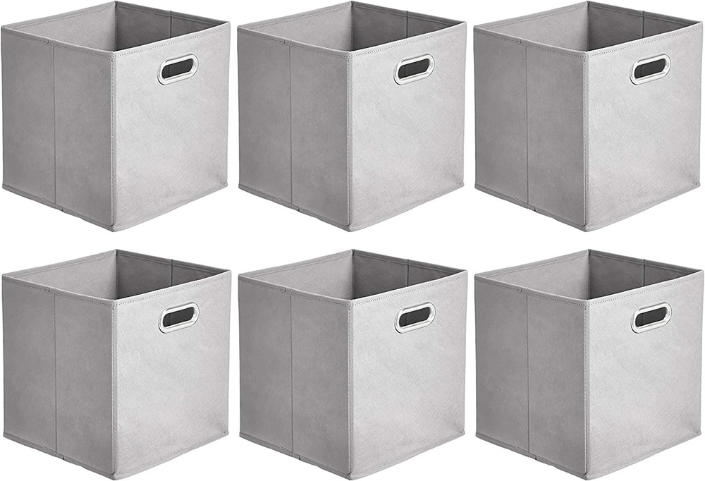Collapsible Cube Storage Bins, Space-Saving, Organizing Fabric Bins with Handles