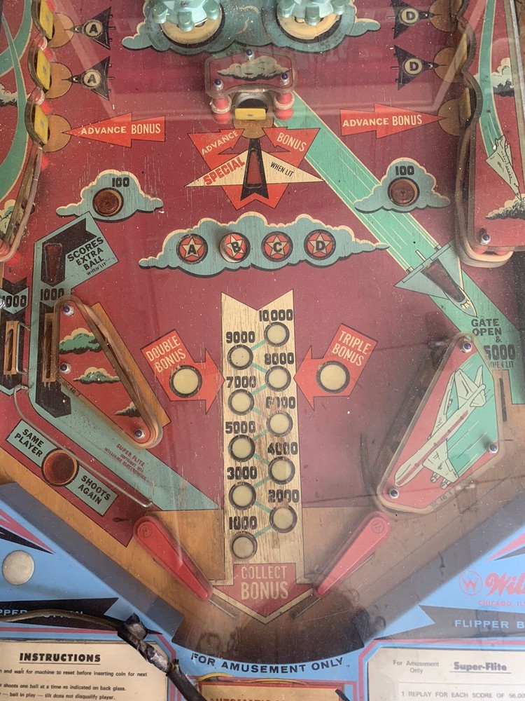 VINTAGE!!! Williams SuperFlite Pinball Machine
