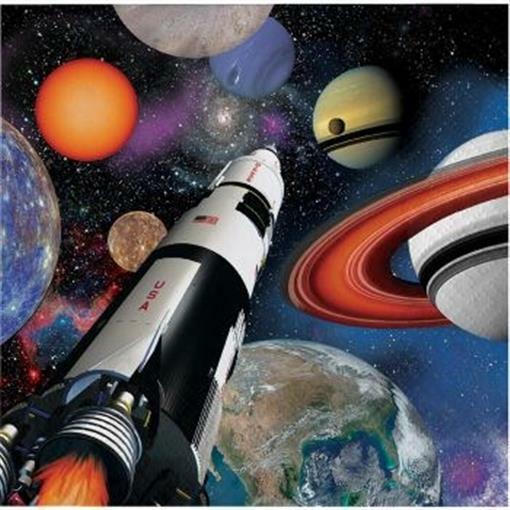 Space Blast 3-Ply Beverage Paper Napkins 16 Pack Outer Space Party Tableware