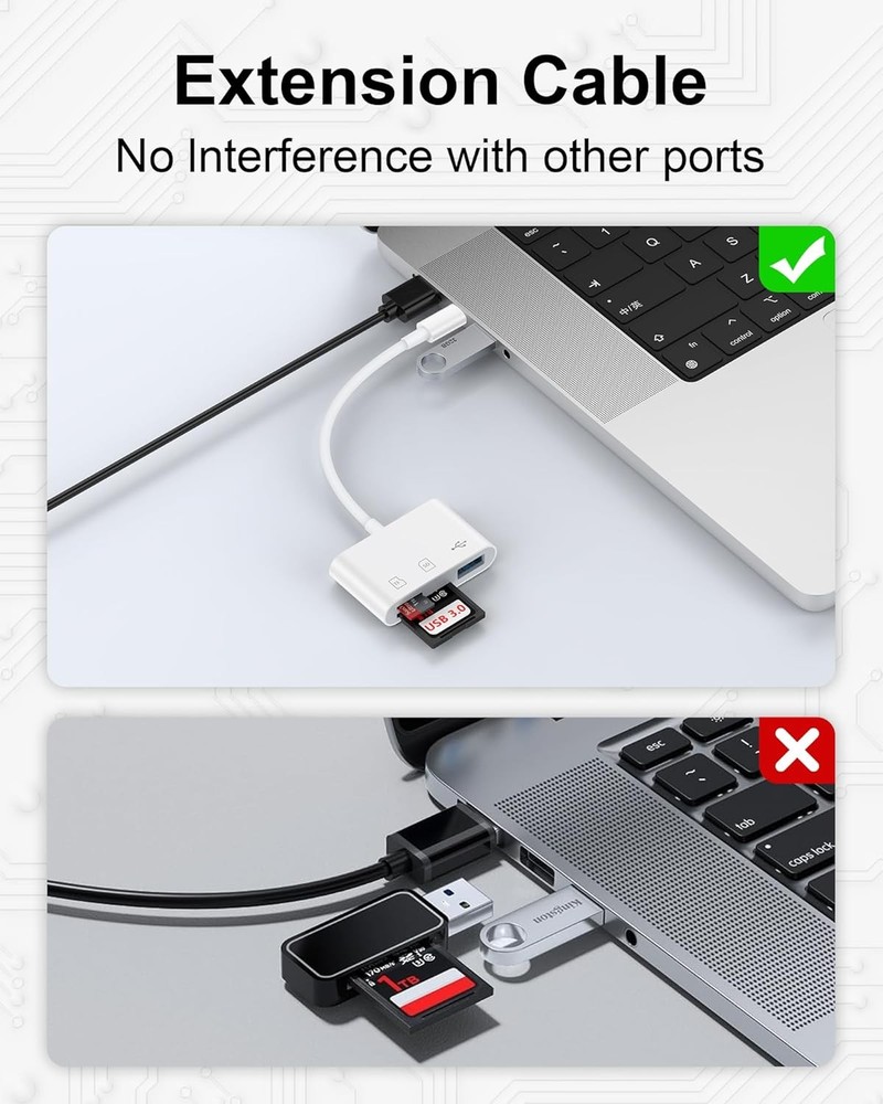 SD Card Reader for iPhone 16e/16Pro Max/16Pro/16Plus/16/15pro White