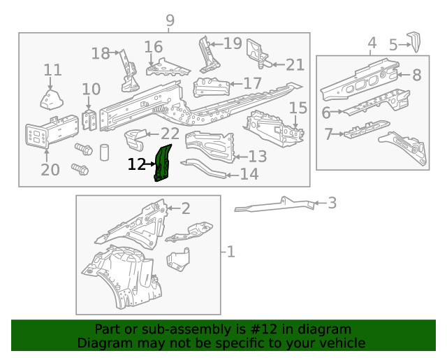 Genuine GM Front Driver Side Wheelhouse Panel Reinforcement 84520250