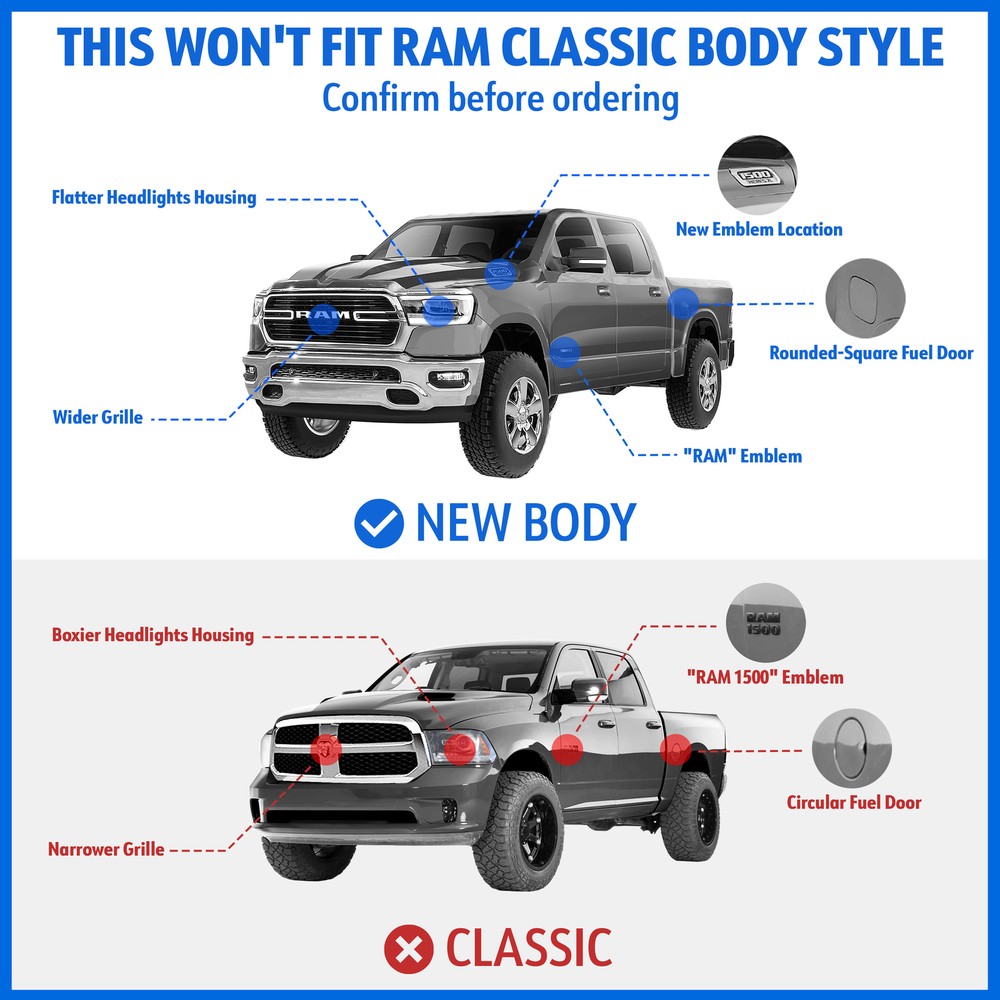 TYGER 6.6" Blade Running Boards for 19-25 Ram 1500 Crew Cab