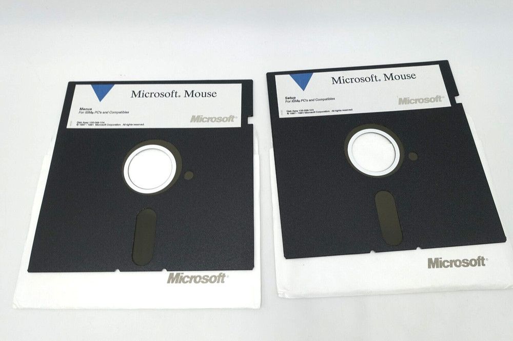Vintage Microsoft Mouse Setup Menu IBM PC Software 5.25" & 3.5" Floppy Disk