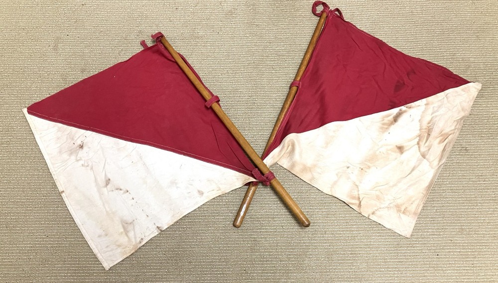 semaphore flags (2) vintage World War one WWI