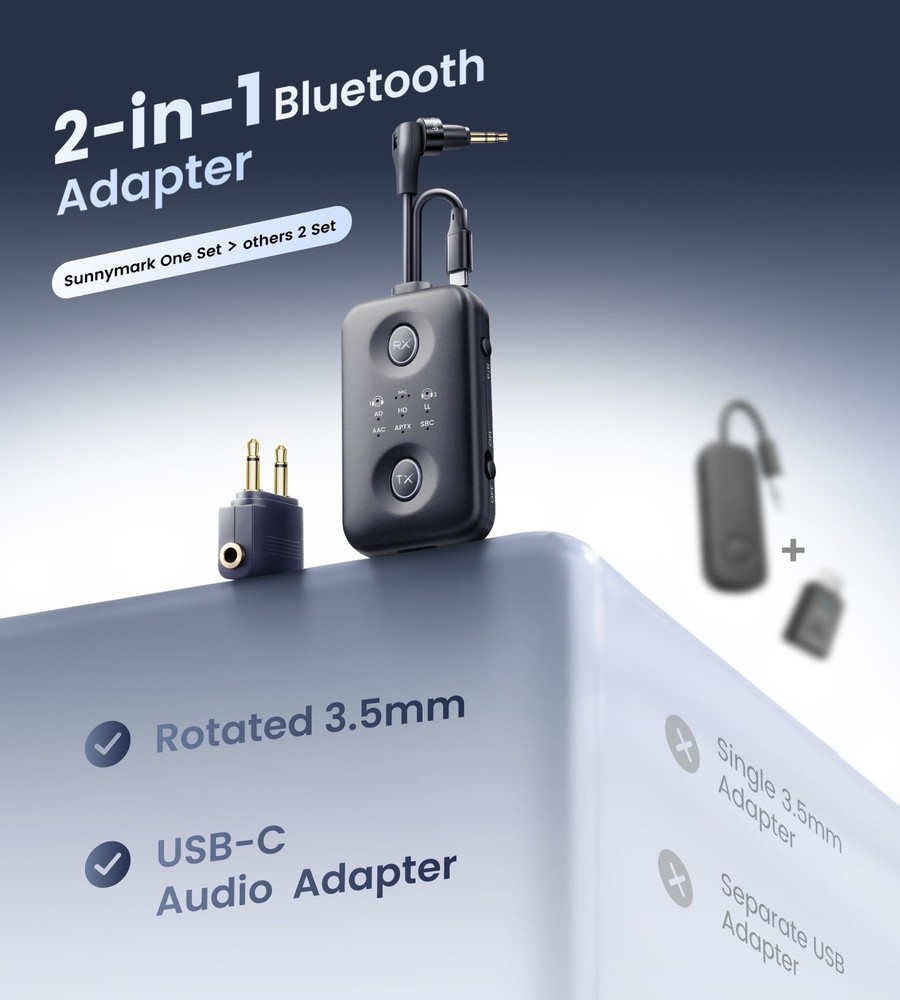 Unique Design Bluetooth 5.4 Transmitter Receiver with Qualcomm aptX Adaptive ...