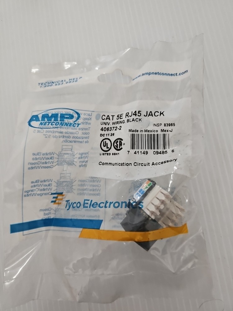 AMP NetConnect 406372-2 CAT 5E RJ45 Jack  Black