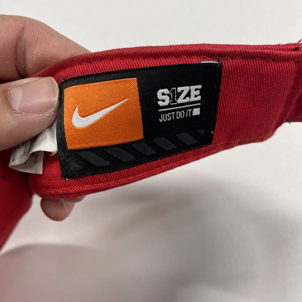 Nike Visor Hat Cap Men’s Red C Logo Embroidered Swoosh Strapback