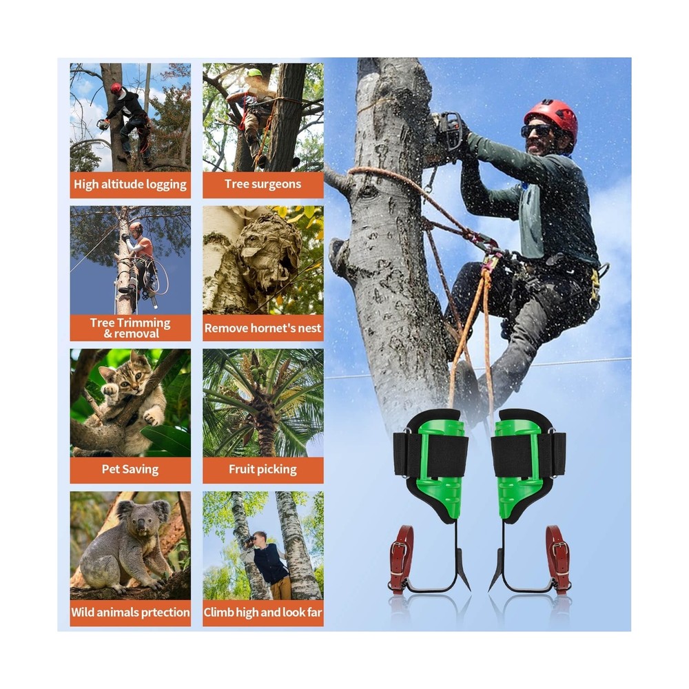 Tree Climbing Spikes, Height Adjustable Tree Climbing Gear with Non-Slip Peda...