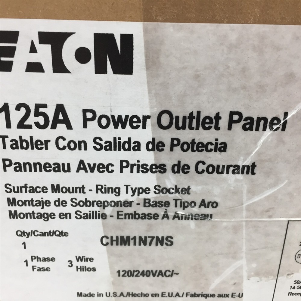 Eaton 125A Power Outlet Panel 1PH 3 Wire Surface Mount CHM1N7NS