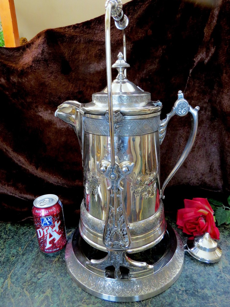 1889 Antique REED & BARTON Silverplate Tilting Water Pitcher PRESENTATION PIECE!