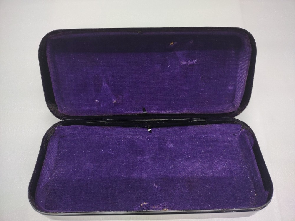 Vintage Black Metal Hinged Accessory Box Storage Unbranded Sewing EMPTY