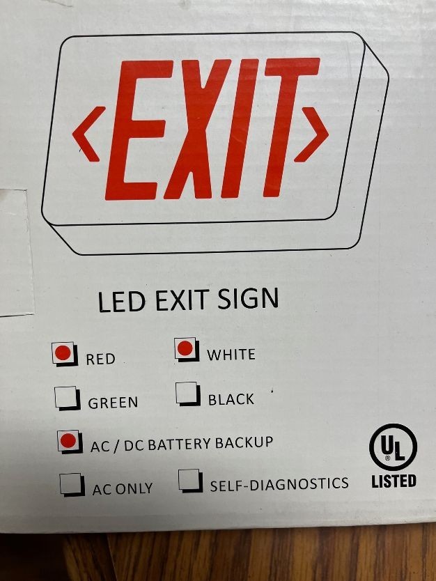 Lot 4 UL Listed Red White LED Exit Sign Double Face 120-277 VAC Fire Exit Signs