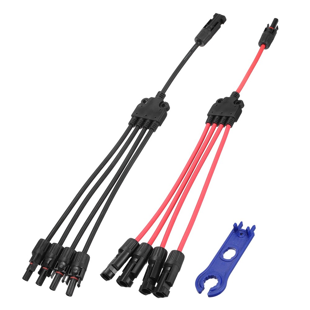 Solar Panel Connector Y Branch 4 to 1 Solar Panel Splitter 4 Way Red Black