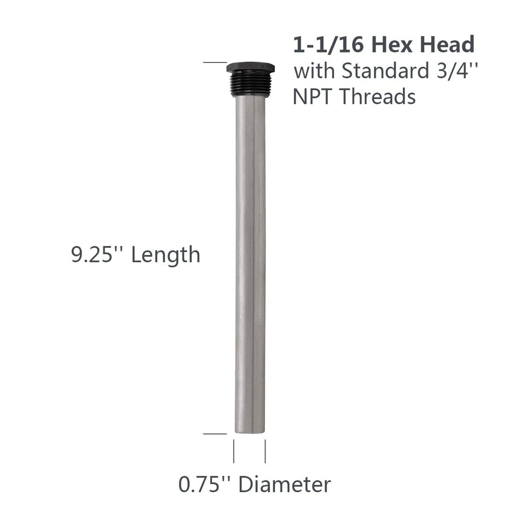 DURRENSA RV Water Heater Anode Rod - 2-Pack, 0.75"W x 9.25"H, Silver