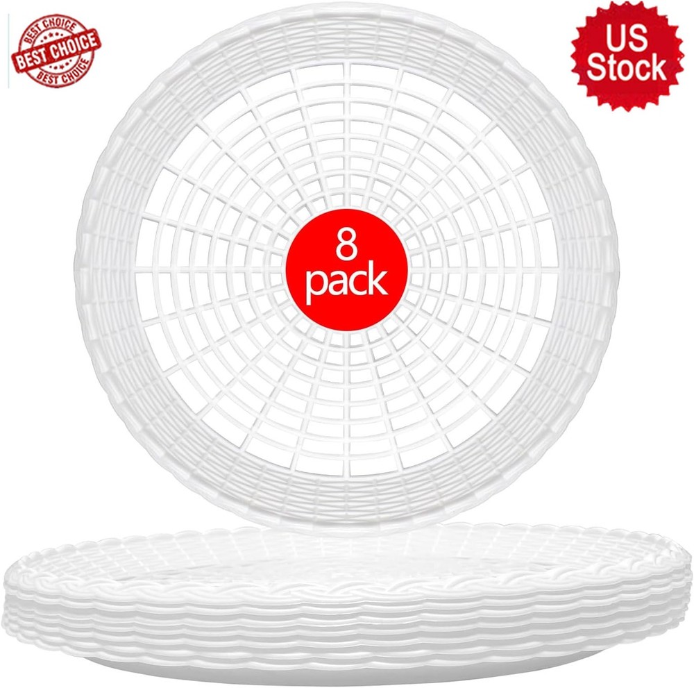 8 Pack 10 Inch Reusable White Plastic Paper Plate Holders