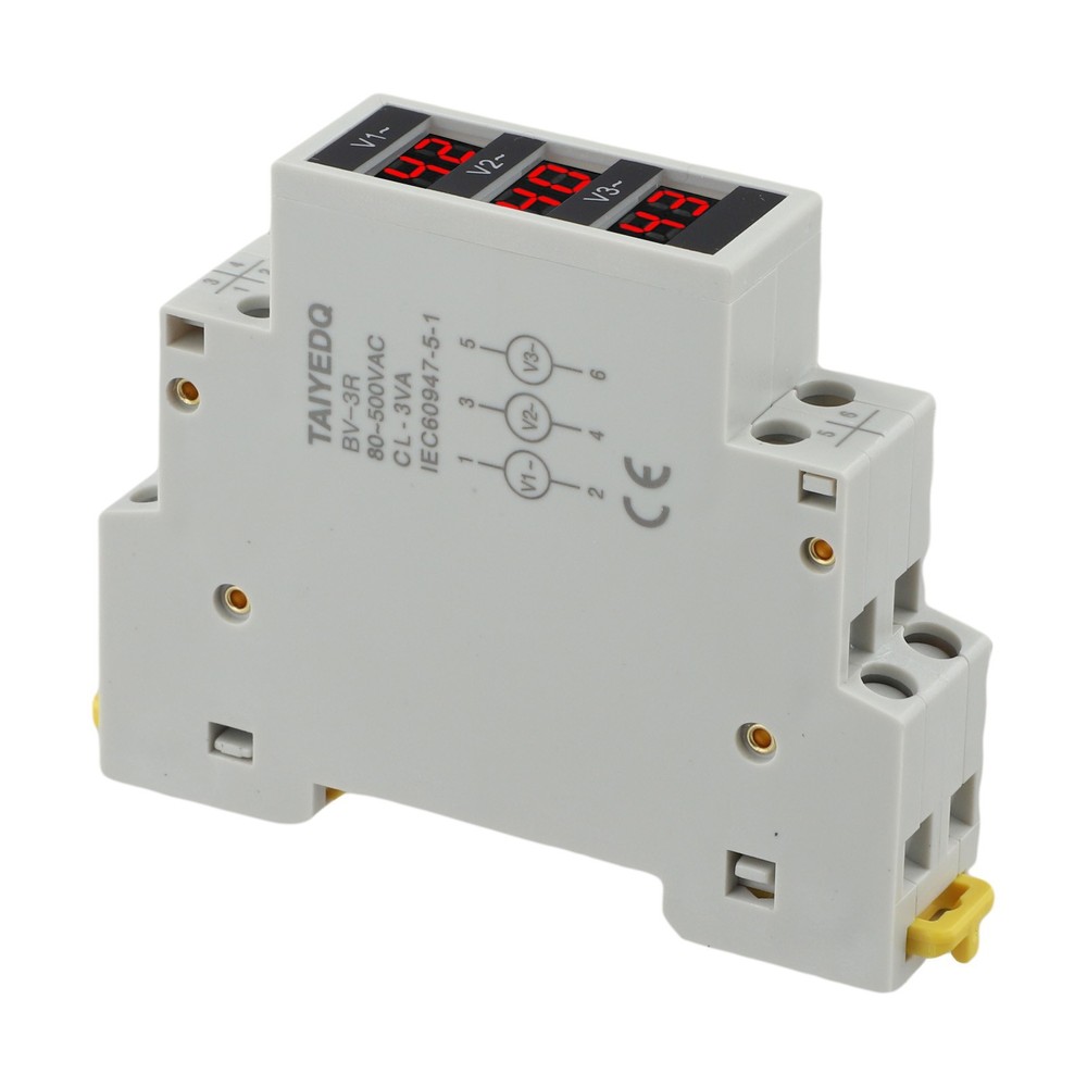 BV3R AC 50 500V Three Phase Digital Voltmeter For Din Rail Electrical Use