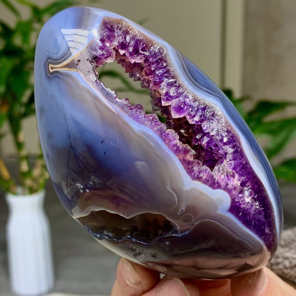 328G Natural Amethyst geode quartz clustercrystal specimen Healing