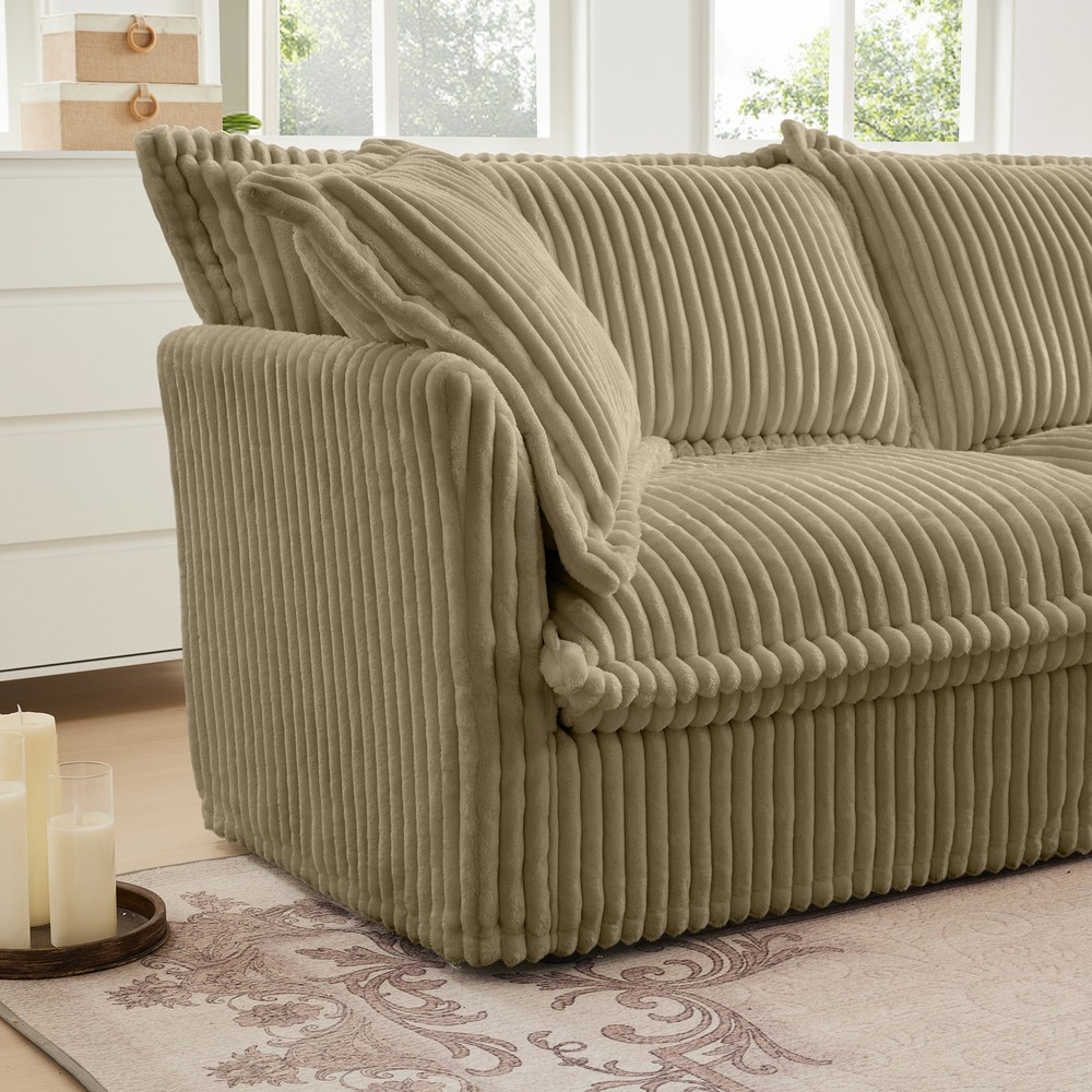 Corduroy Sofa, Deep Seat, Removable Washable Covers, 300lb Capacity
