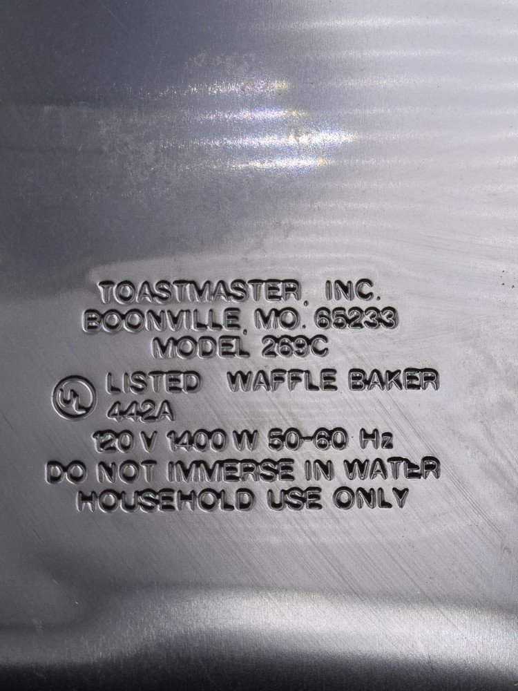 VTG Toastmaster 269C Chrome Waffle Maker Reversible Plates Tested