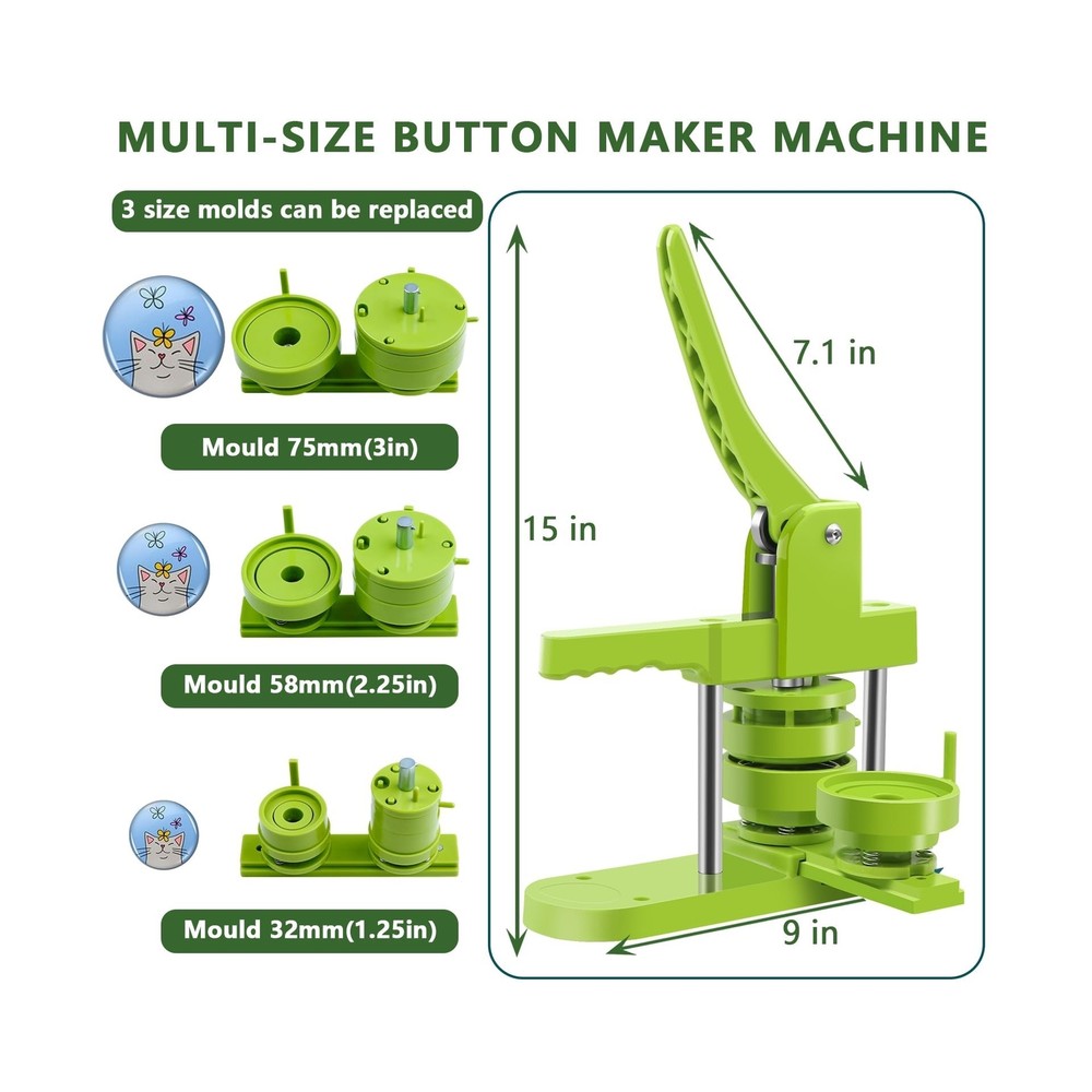Button Maker Machine Multiple Sizes, Diy Pin Maker Button Press Machine 1.25+...