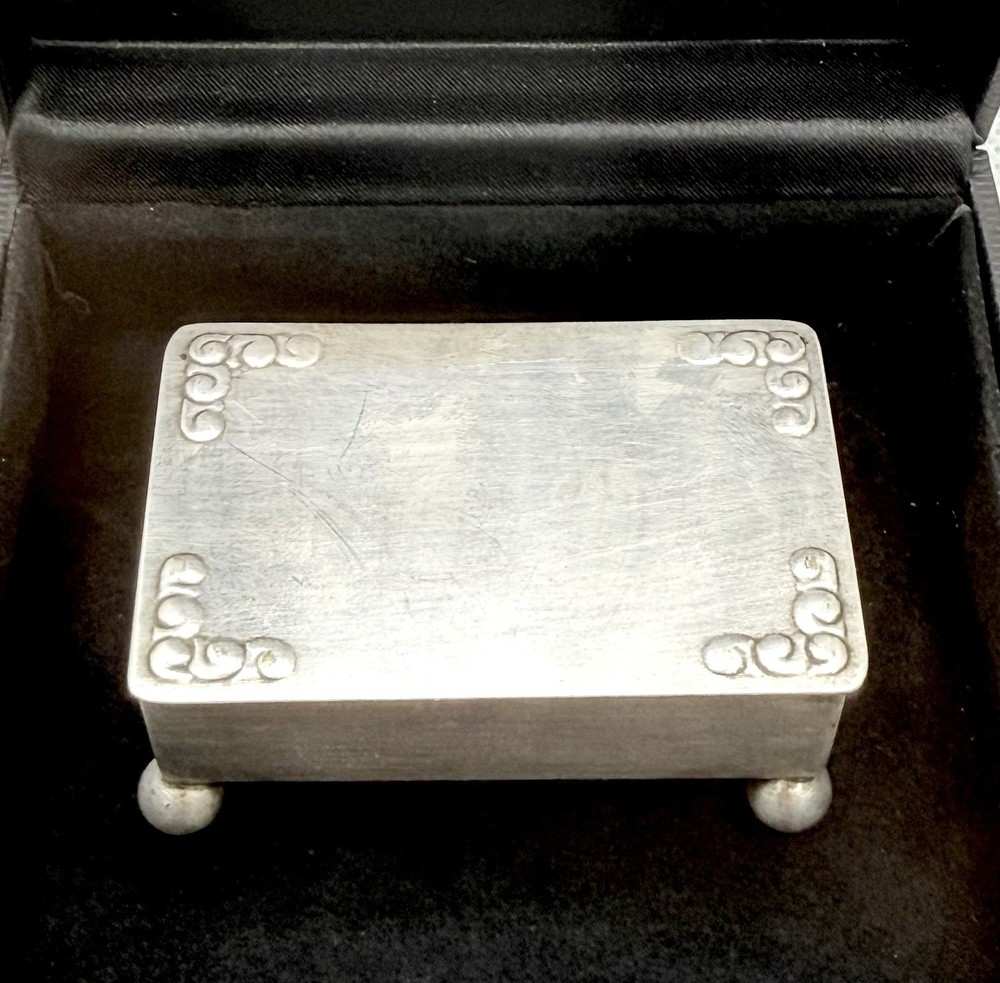 Antique Solid Silver Two Division Stamp Box Stamp 6cm x 4cm