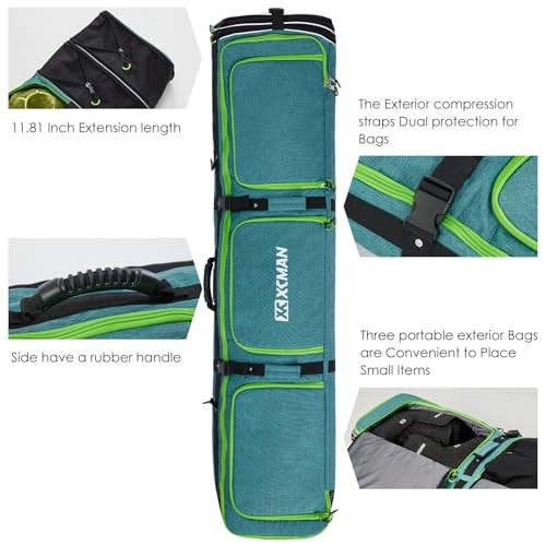 Roller Snowboard Bag with Wheels Adjustable Length… Green