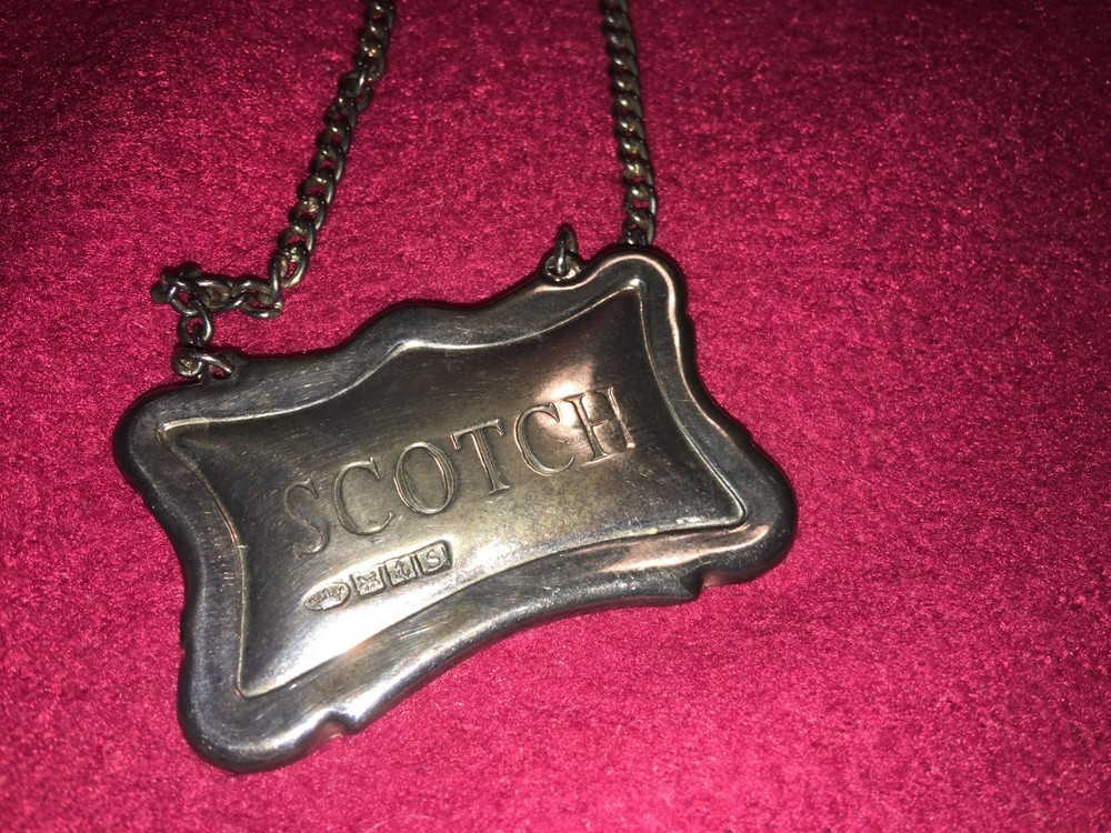 Vintage Pottery Barn Sterling Decanter Tag "Scotch"