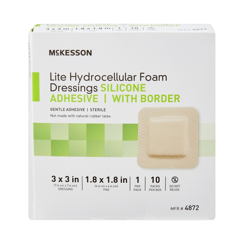 McKesson Lite Thin Foam Dressing 3 x 3" Square with Border 10 per Box