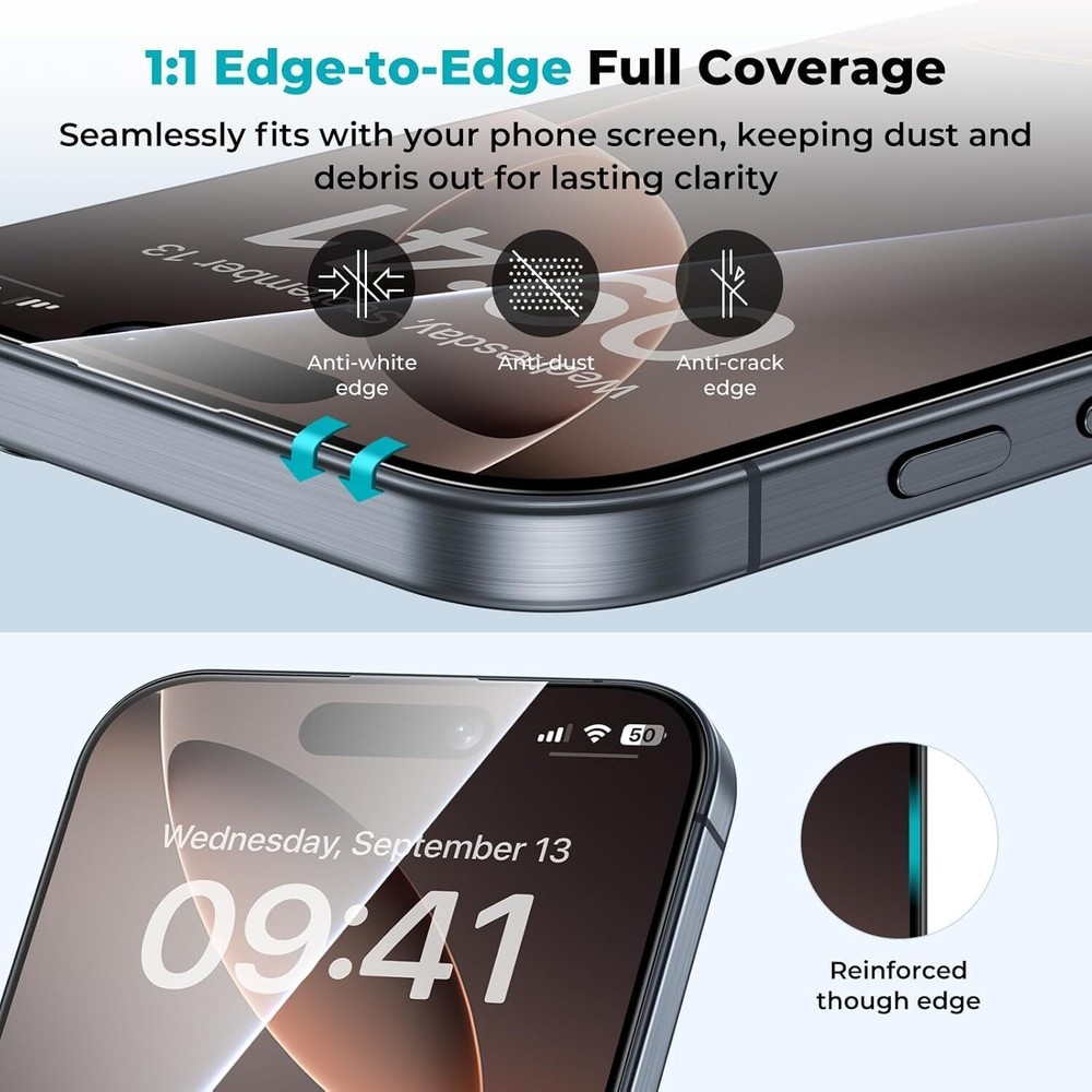 IPhone 16 Pro Max 6.9" - Tempered Glass Screen Protector - Shatterproof (2 Pack)