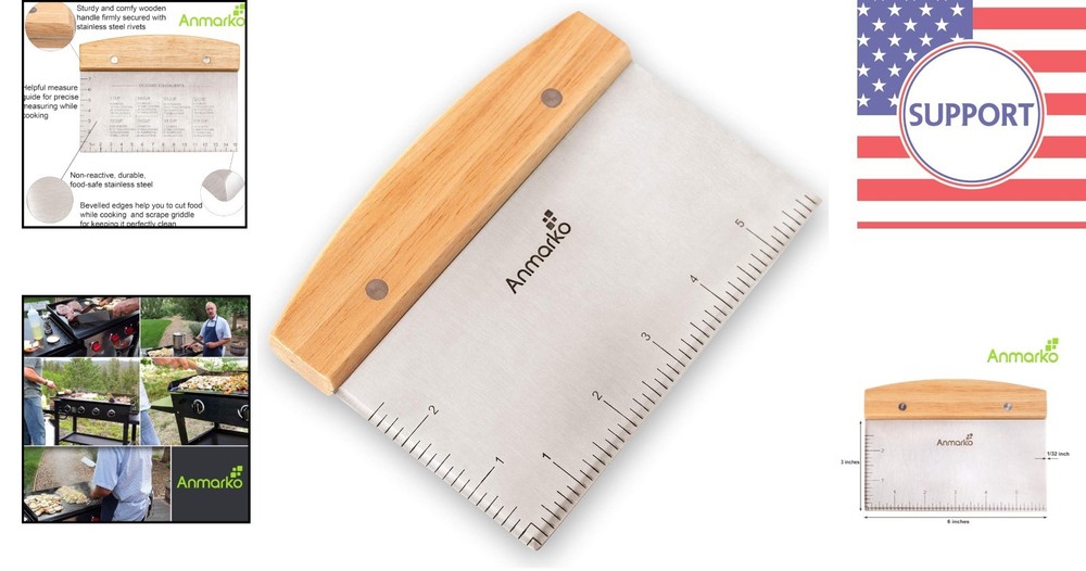 Multi-Functional Bench Scraper & Dough Cutter with Measuring Guide - Gift-Ready!