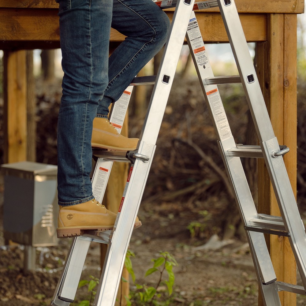 17ft Multi-Position Aluminum Ladder Folding A-Frame Extension Scaffold 250lbs