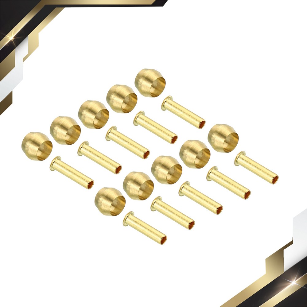 60 Pcs 4mm Tube OD Brass Compression Sleeves Ferrules Fitting Insert Support