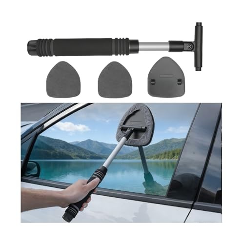 HZEL Car Windshield Cleaner Tool with Extendable Handle, Vehicle Triangle Gray