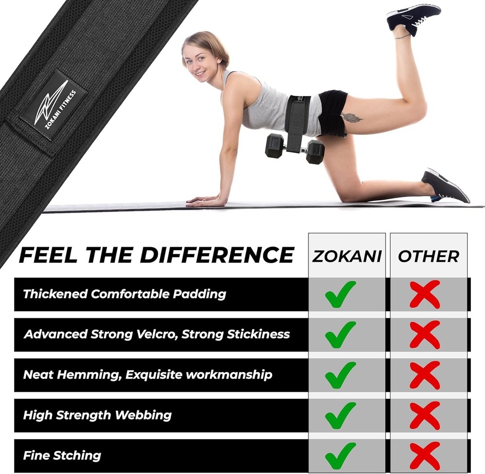 Hip Thrust Belt - Heavy duty, Comfortable, Adjustable hip belt for...(450 lbs)..
