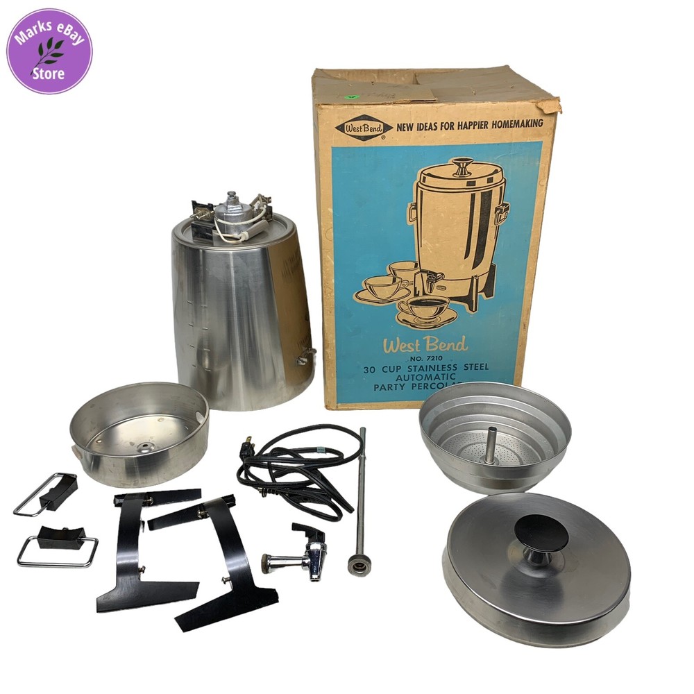 West Bend Coffee Maker #7210 Stainless Steel Percolator - Handle