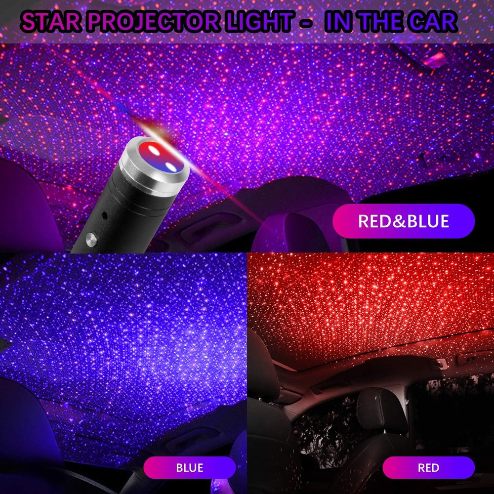 Aevdor USB Star Light Sound Activated, 3 Colors + 9 Functional Modes, Blue