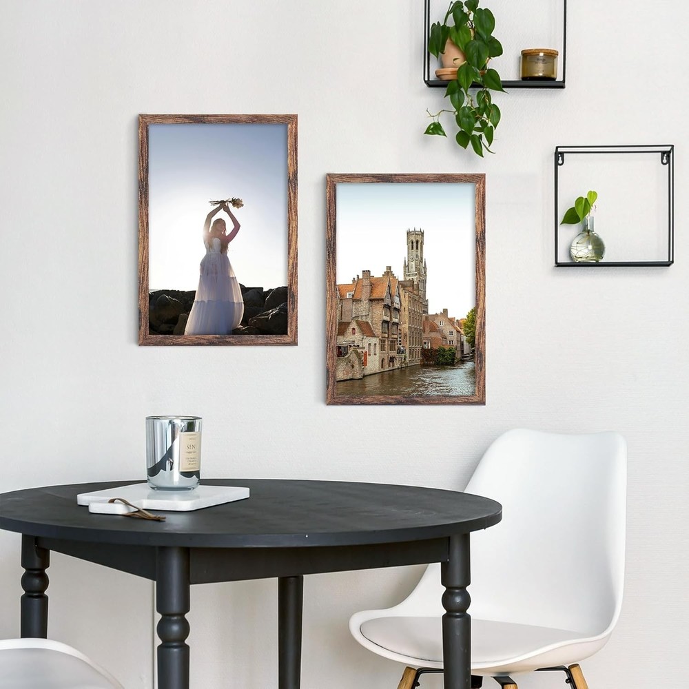 12X16 Picture Frame Brown, Classic Poster Frame for Horizontal or Vertical Wall