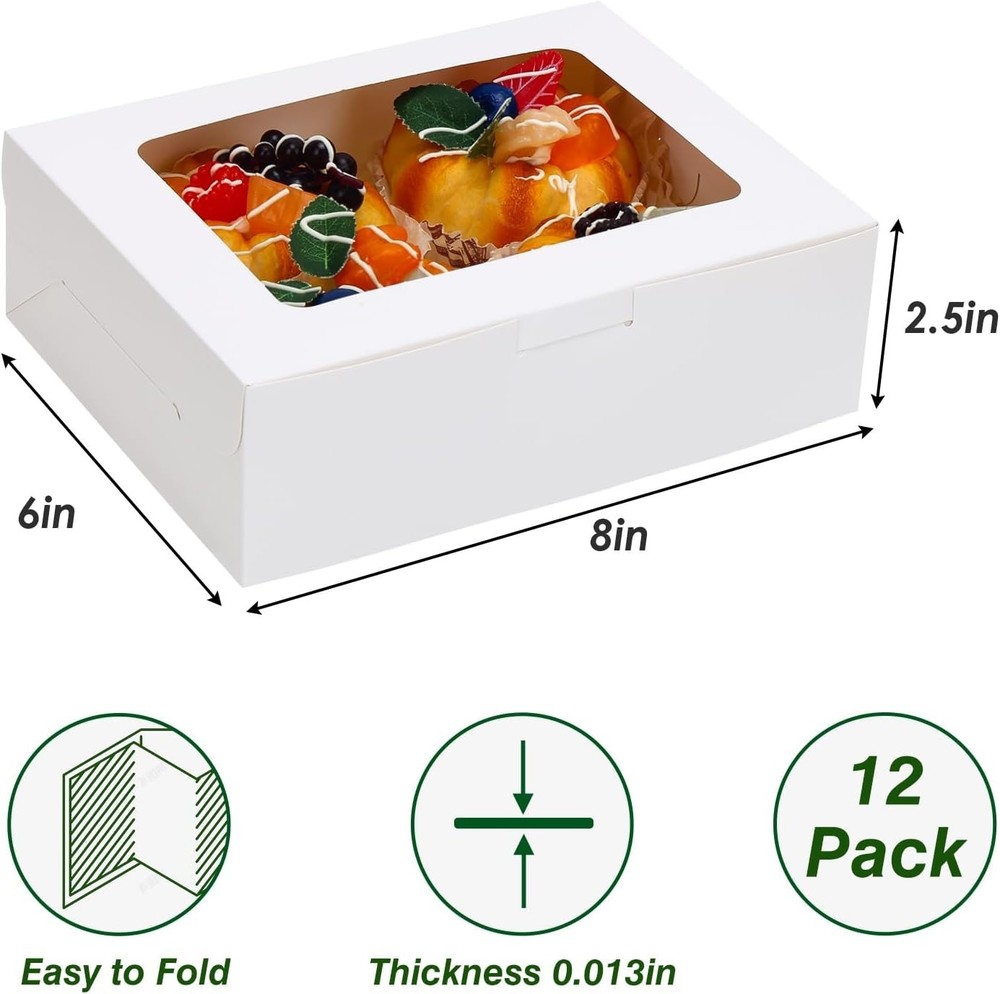Foldable 12ct Cookie Boxes with Clear Window - Versatile Baking Essentials