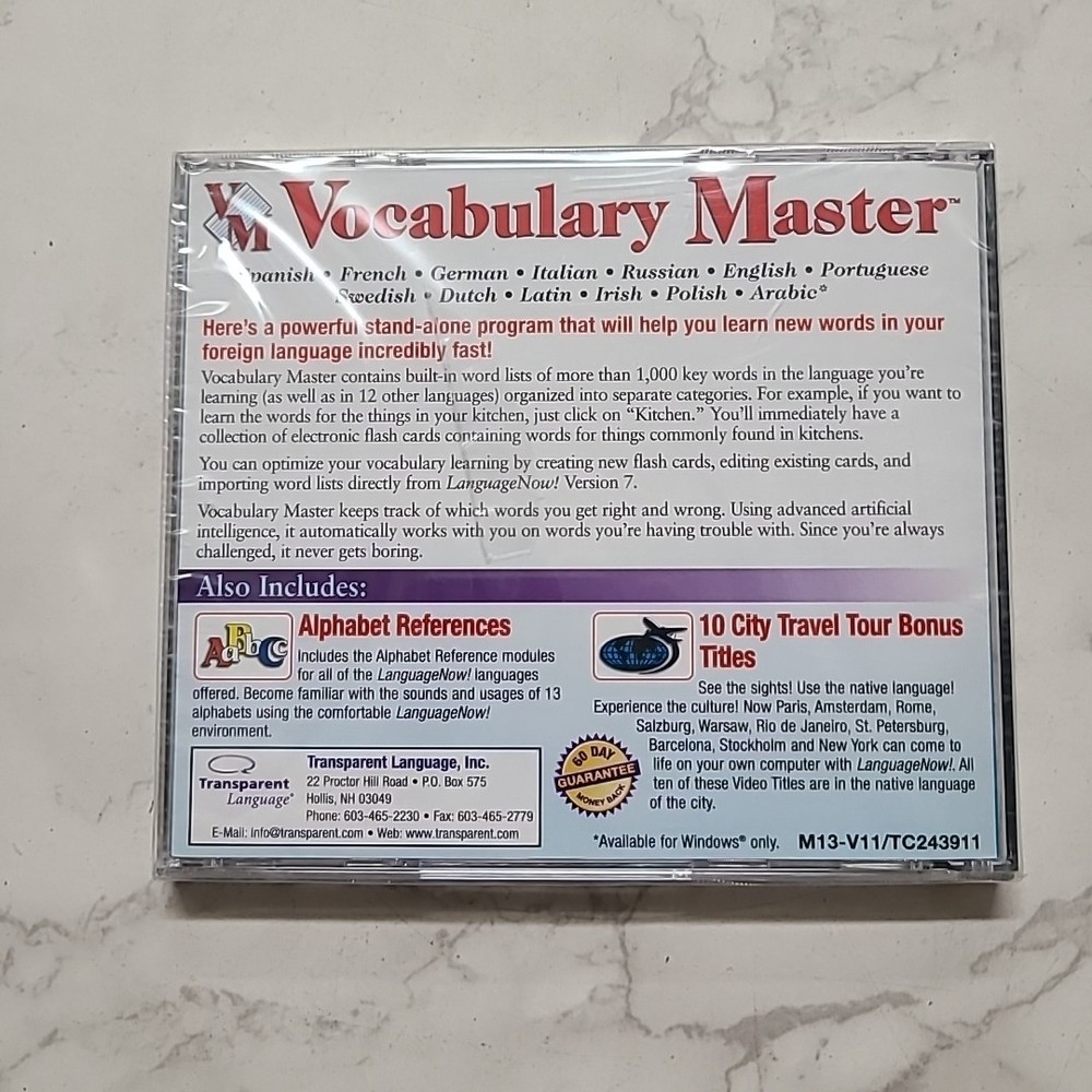 VOCABULARY MASTER Brand NEW Sealed CD-ROM Windows PC Mac 13 LANGUAGE SOFTWARE