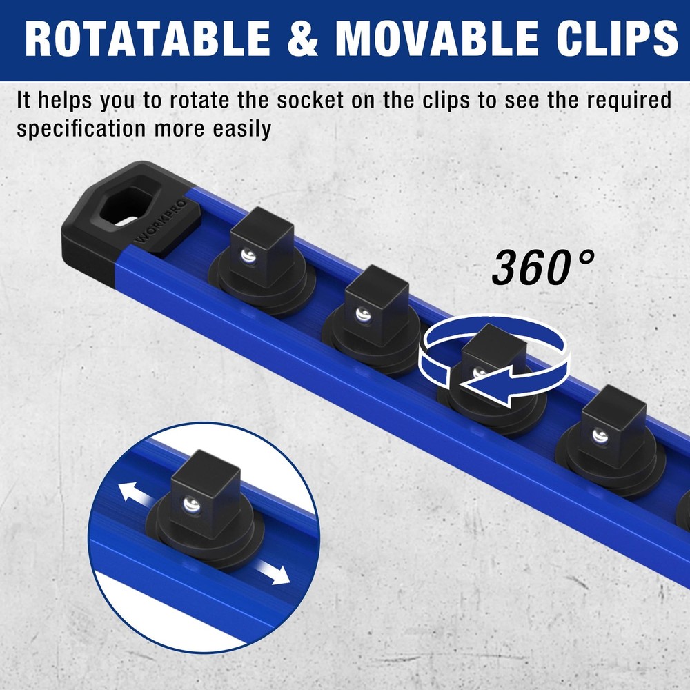 WORKPRO 8-Piece Magnetic Socket Organizer and Wrench Set,...