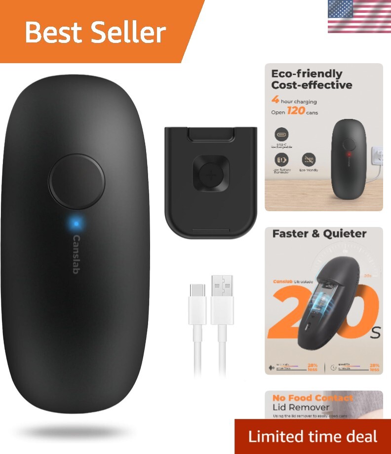 Ergonomic USB Rechargeable Can Opener - Automatic, Pocket-Sized & Noise-Reducing
