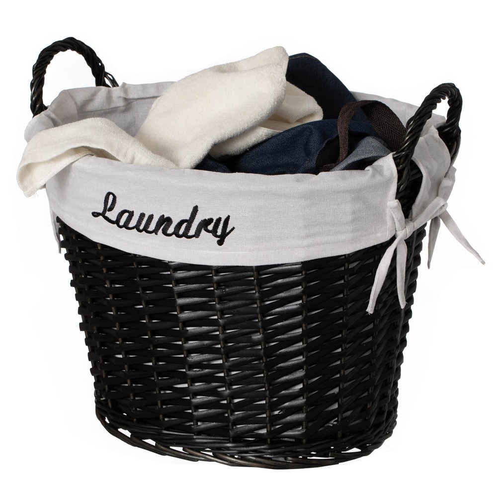 NEW Wickerwise Handwoven Laundry Basket with Liner & Handles