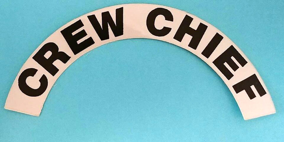 CREW CHIEF - Highly Reflective FIRE HELMET CRESCENT  DECALS -  A PAIR
