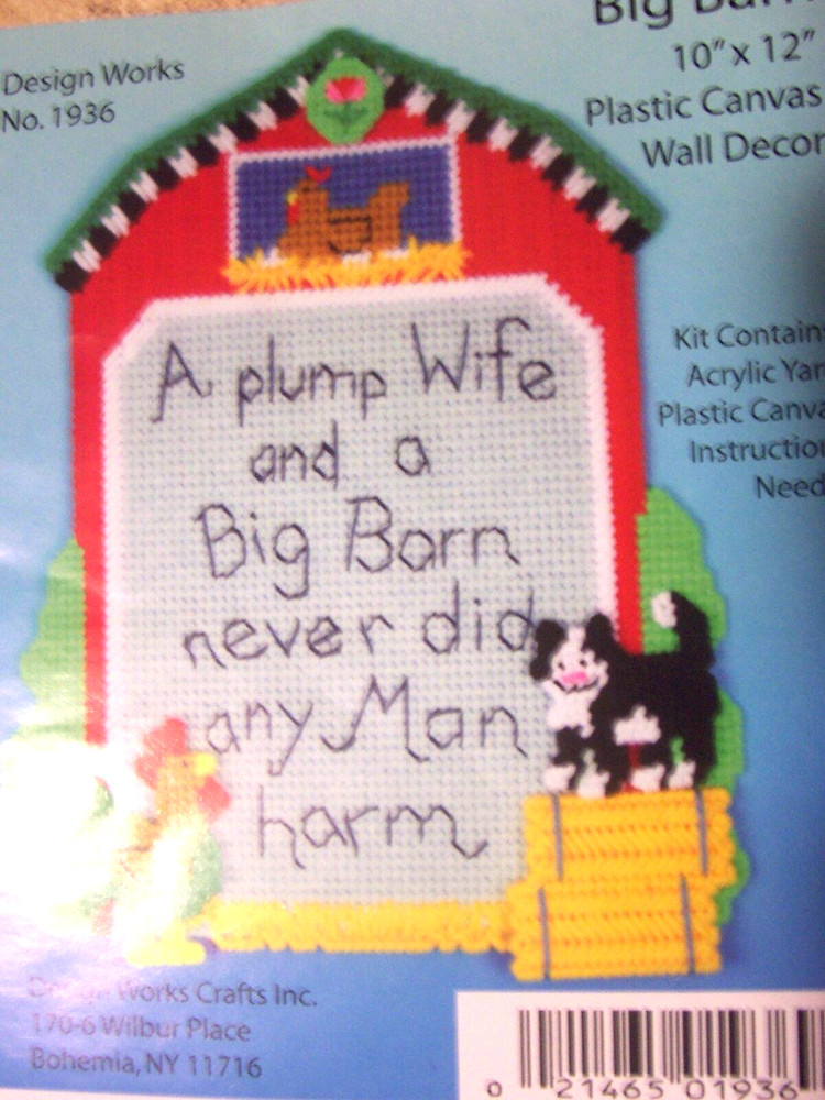 PLUMP WIFE & BIG BARN Wall Hanging plastic canvas PATTERN  (#TF0035)